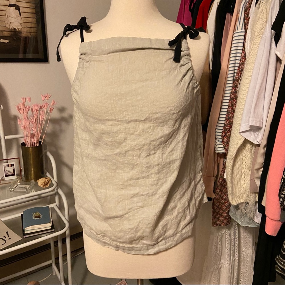 Linen self-tie top